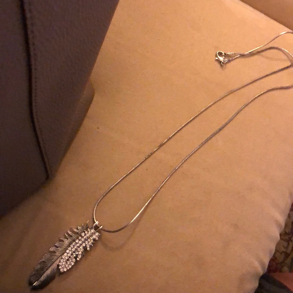 Double Leaf Necklace Rhinestone Embellishments - image 4